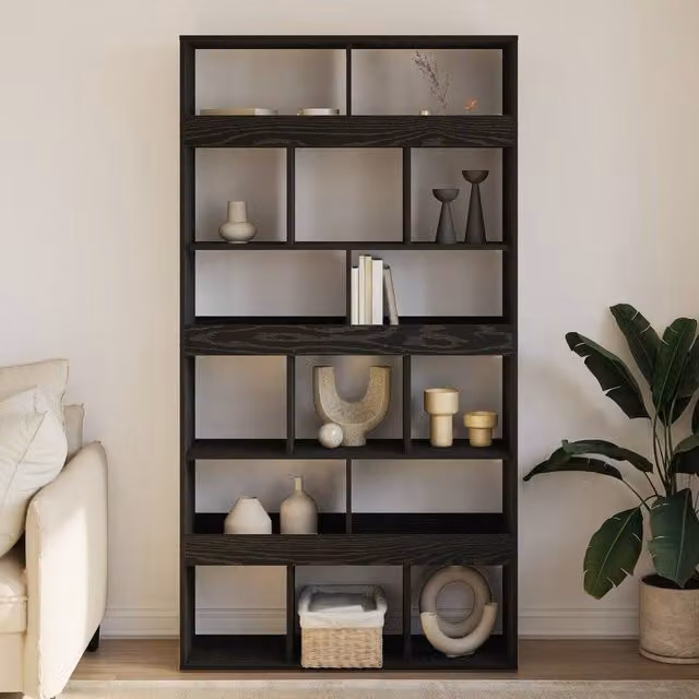 Berkfield Home Black Oak Plant Stand, W/D/H: 33 x 5 x 187.5 cm