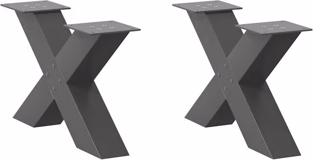 Berkfield Home X-Shaped Coffee Table Legs, 2 Piece Anthracite Steel Set, H 60 cm x W 31 cm