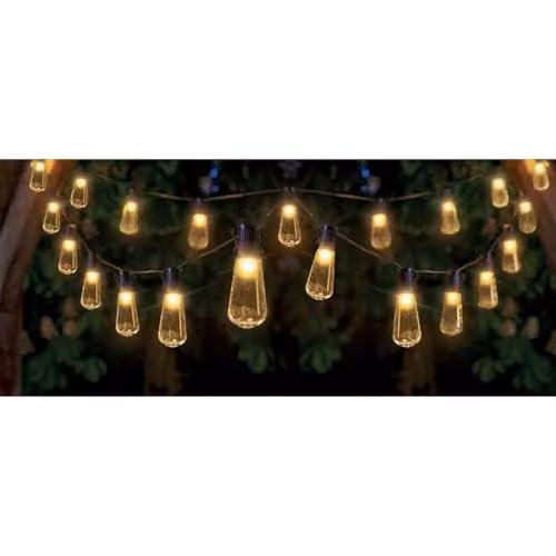 mysmartbuy Solar Powered LED Deco Bulb String Lights with Warm White Glass Spheres in Transparent and White – 2