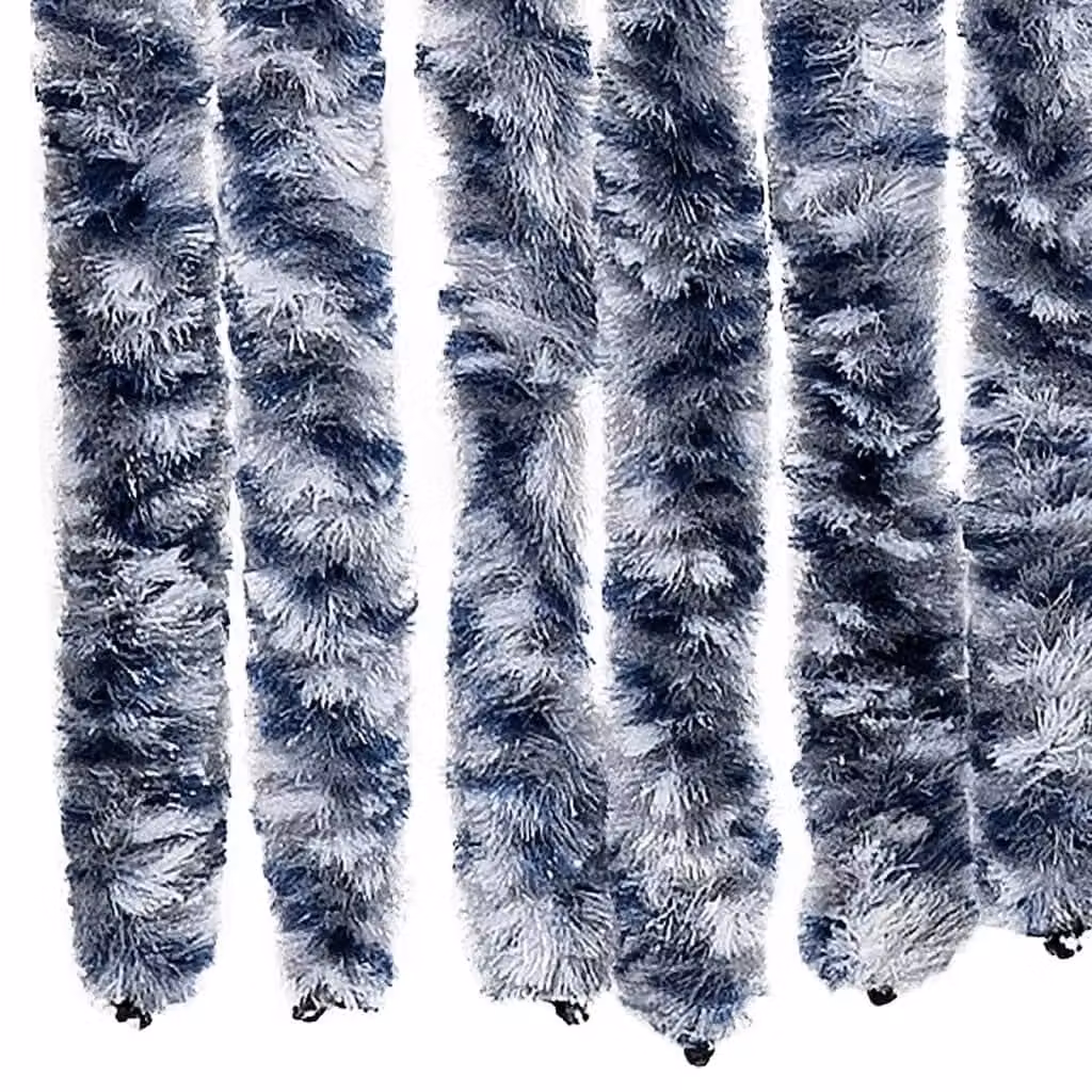Berkfield Home Blue and White Striped Chenille Insect Curtain W: 90 cm, H: 200 cm – 4