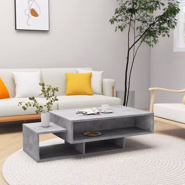 Berkfield Home Modern Rectangular Coffee Table in Concrete Grey, W/D/H: 105 x 55 x 32 cm – 1
