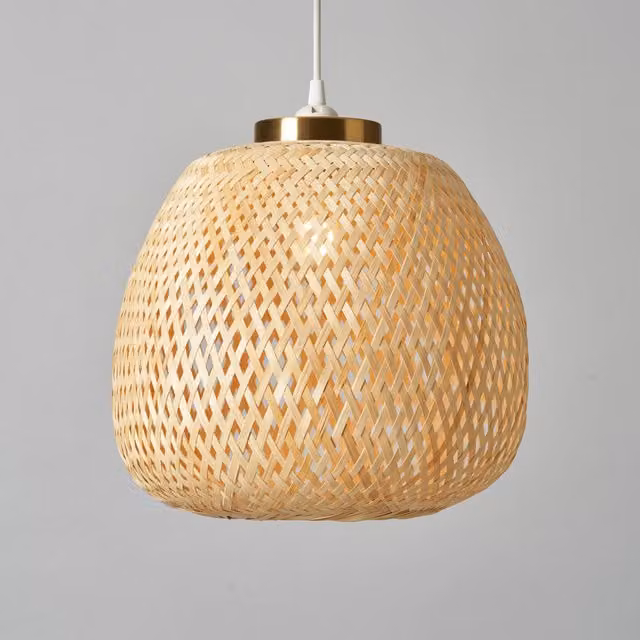 Litecraft Naya Bamboo Woven Dome Ceiling Canopy Shade in Brown and Beige