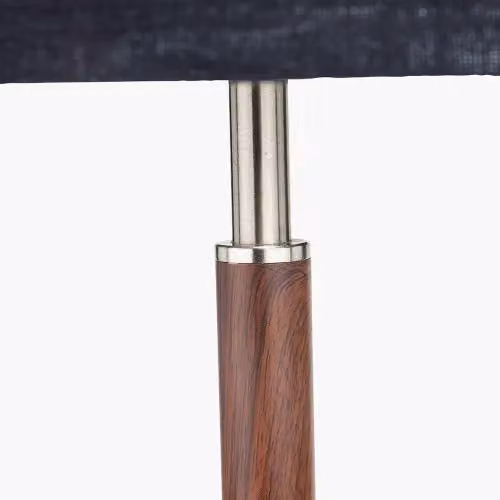 Ruma Silver and Wood Effect Table Lamp with Black Fabric Shade – 3