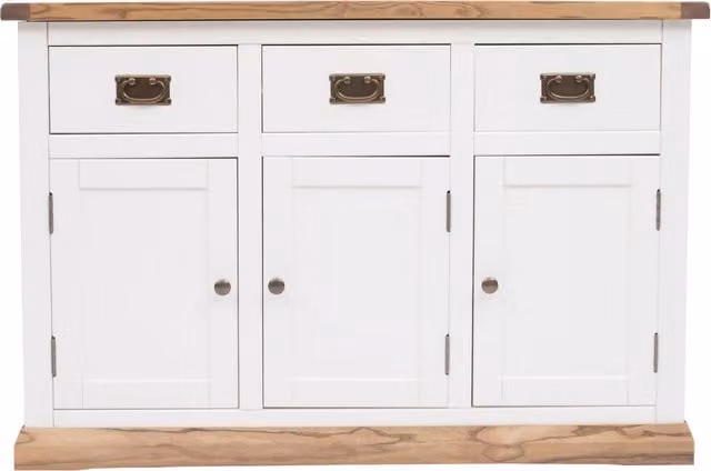 Cabinet Bits Tropea Off-White 3 Door 3 Drawer Sideboard with Brass Drop Handles