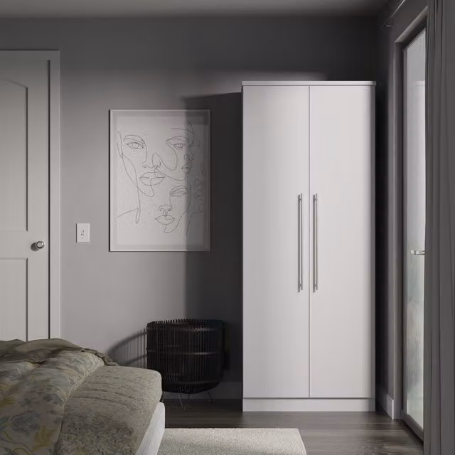 Sherwood Ready Assembled Plain Wardrobe with Integrated Drawers in Grey Matt