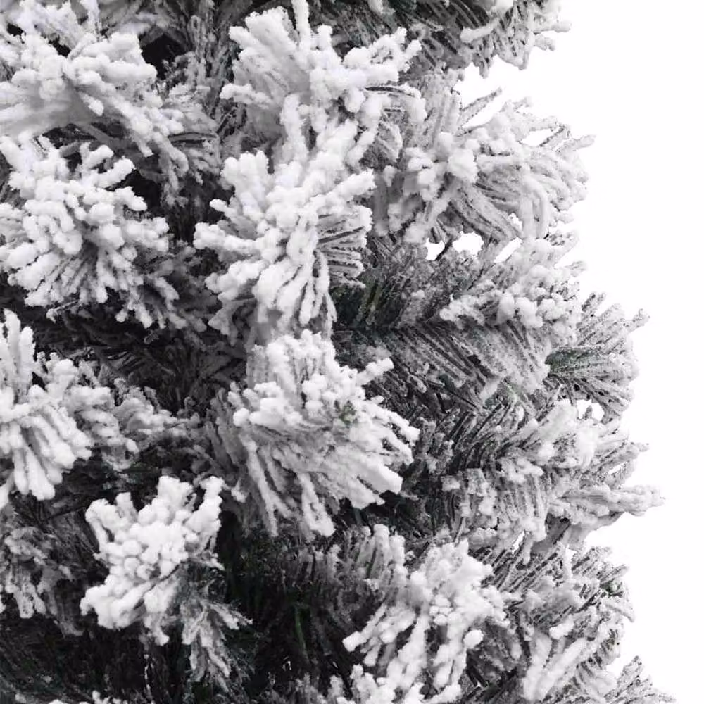 Berkfield Home Slim Flocked Artificial Christmas Tree in Green and White, Height: 210 cm – 4
