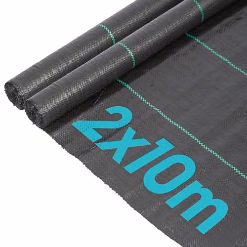 Harbour Housewares Black Heavy Duty Weed Control Membrane 110gsm, 2 Rolls of 2m x 10m