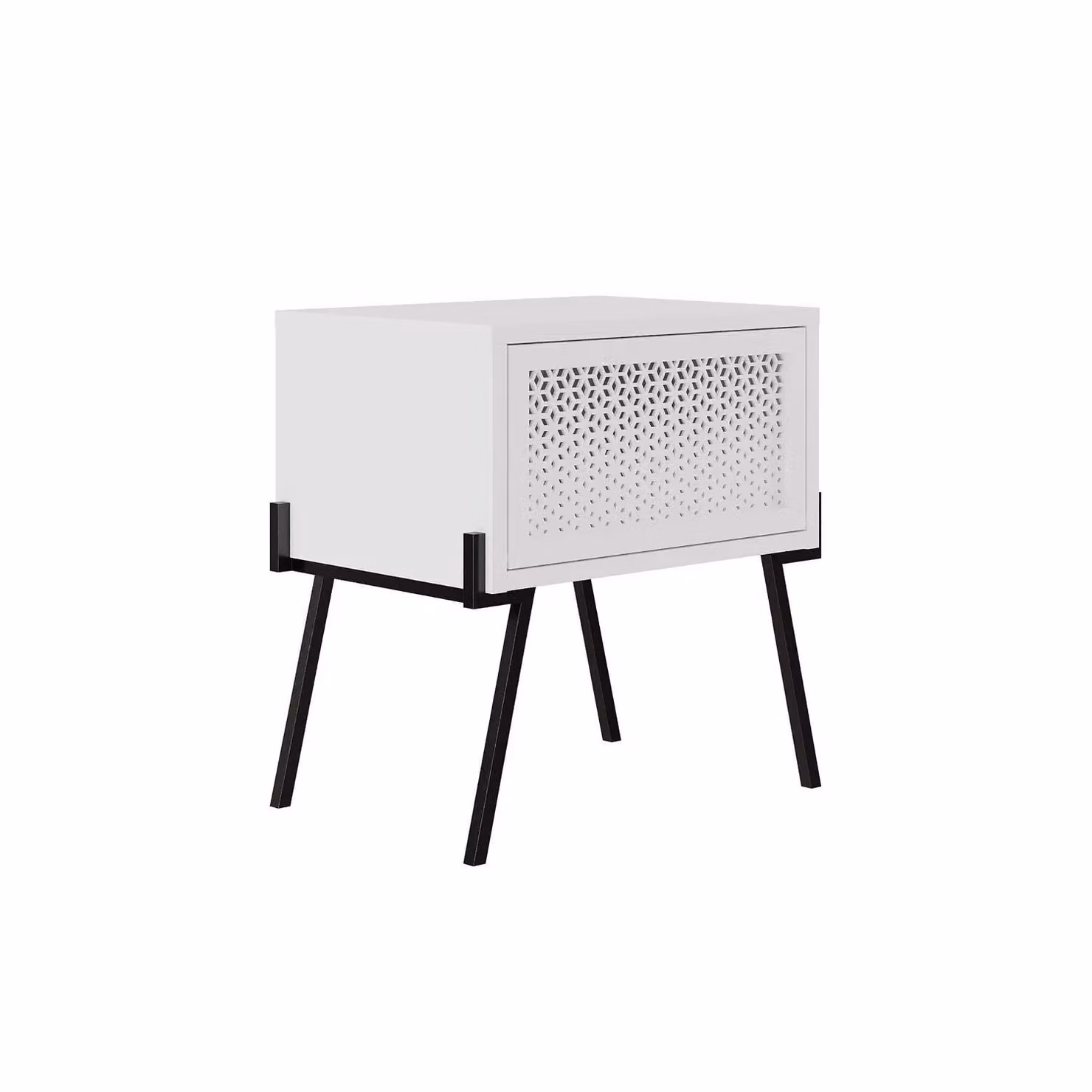 FWStyle White 1 Door Bedside Chest with Push To Open Mechanism – 2