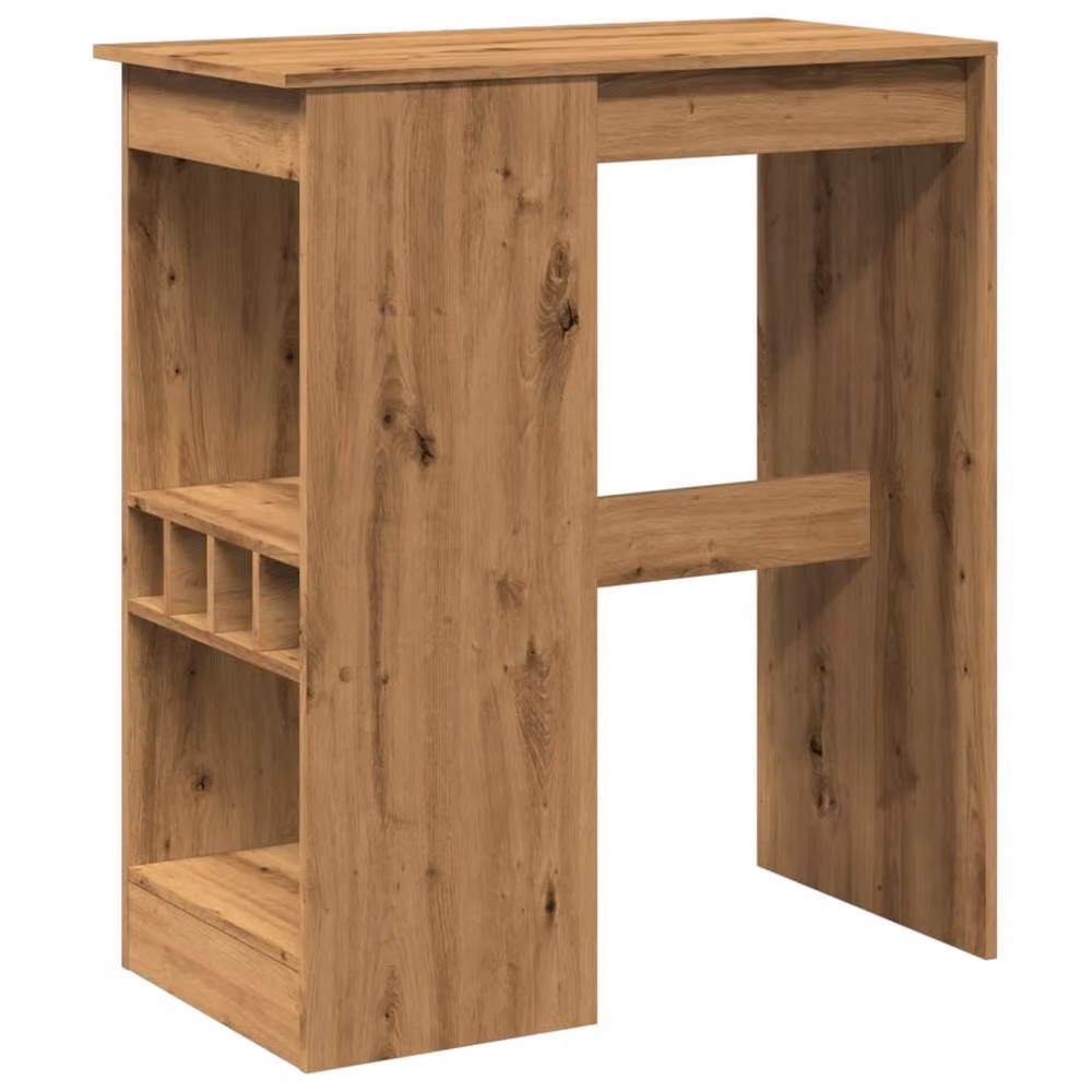 Berkfield Artisan Oak Home Bar Table with Racks in Brown, W: 90 cm, D: 47.5 cm, H: 103.5 cm – 2