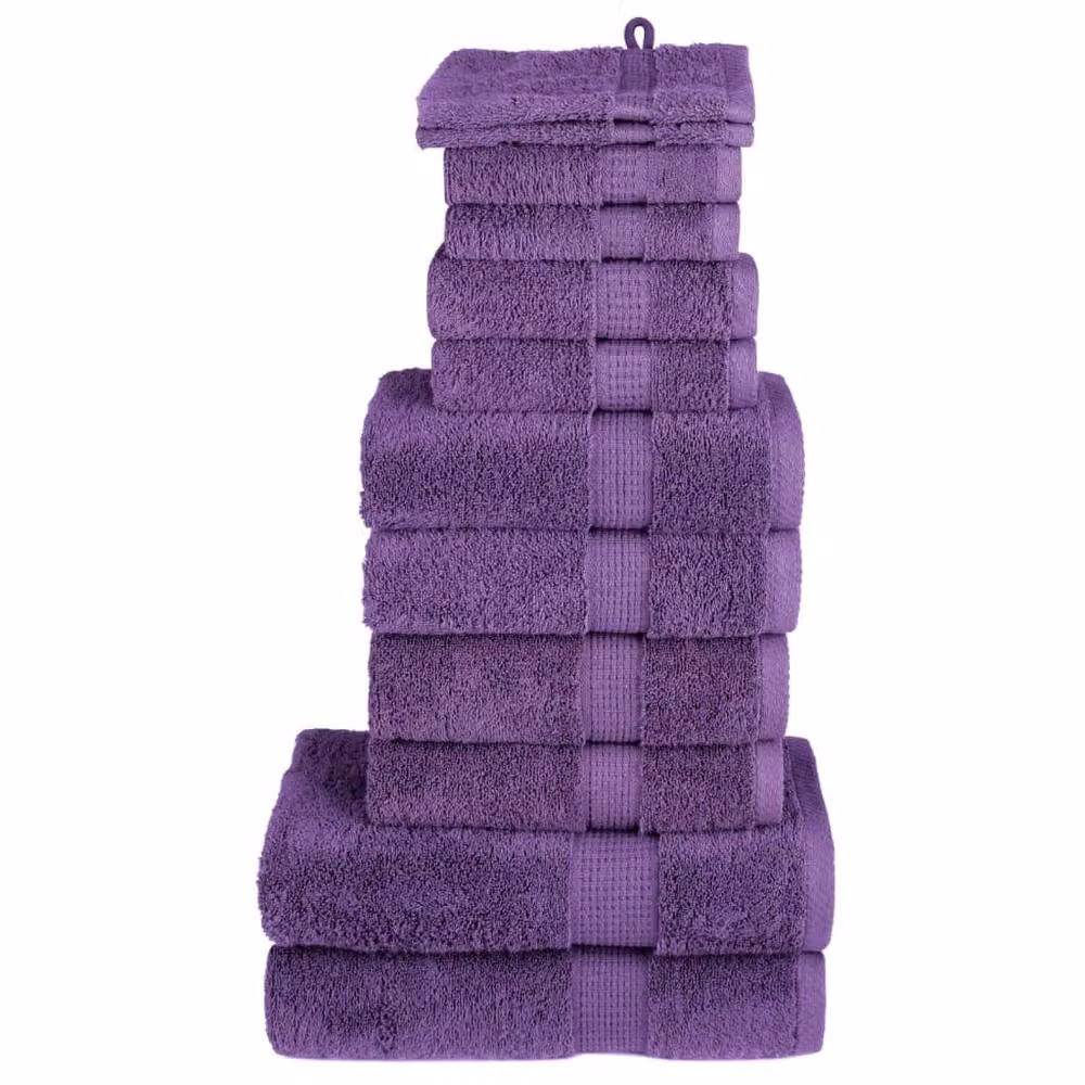 Berkfield Home SOLUND 12 Piece Premium Purple Cotton Terry Towel Set, 600 gsm – 2
