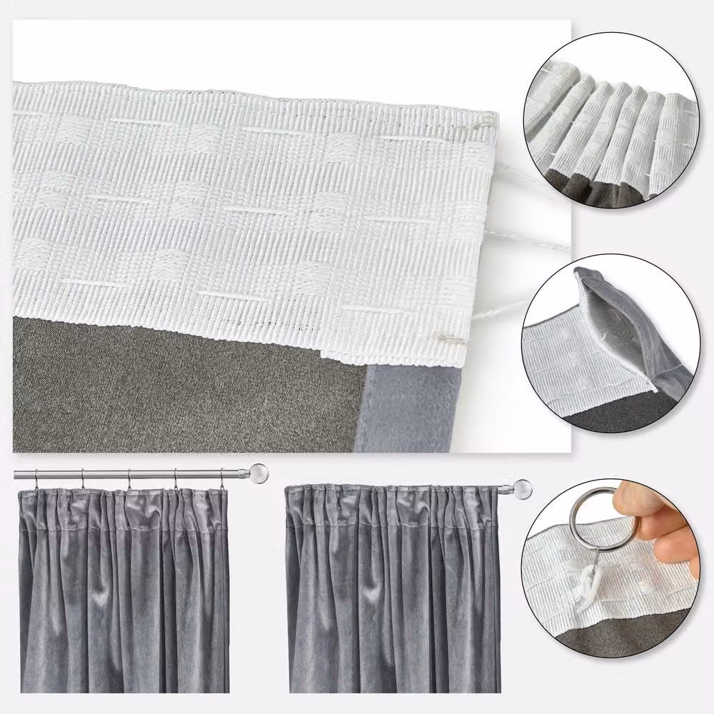 New Edge Blinds Verbena Jacquard Pencil Pleat Curtains in Silver, Width: 117 cm, Drop: 183 cm – 4