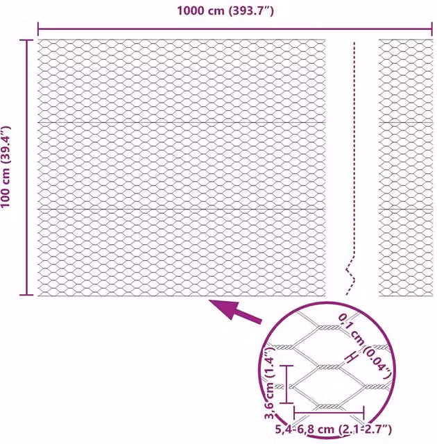Berkfield Home Green PVC-Coated Steel Hexagon Fence, 1 x 10 m
