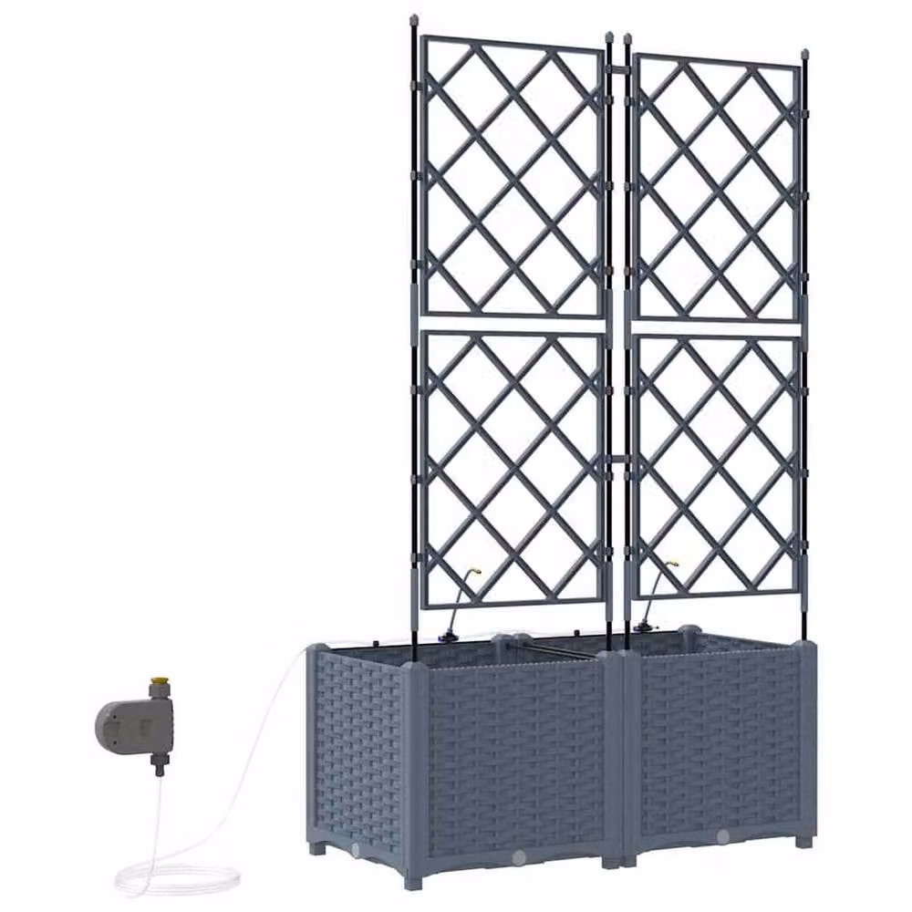 Berkfield Home Garden Planters with Water Irrigation System, 2 Pack, Light Grey – 4