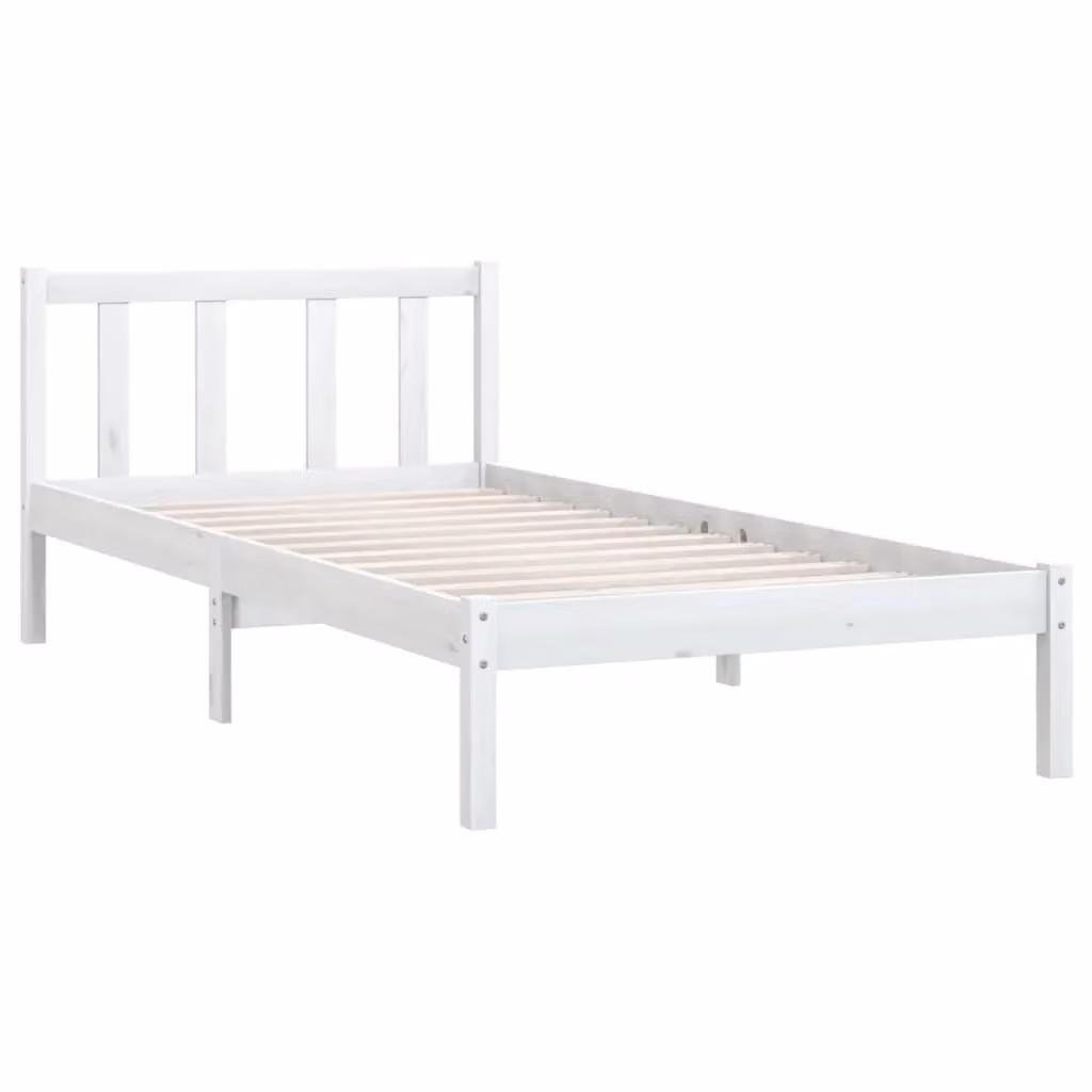 Berkfield Home Single Bed Frame in White Solid Pine Wood, W/D/H: 90 x 190 cm – 2
