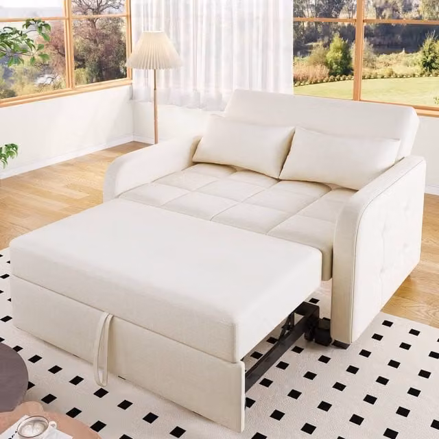 ModernLuxe Convertible Folding Sofa Bed with Adjustable Backrest and Daybed in White