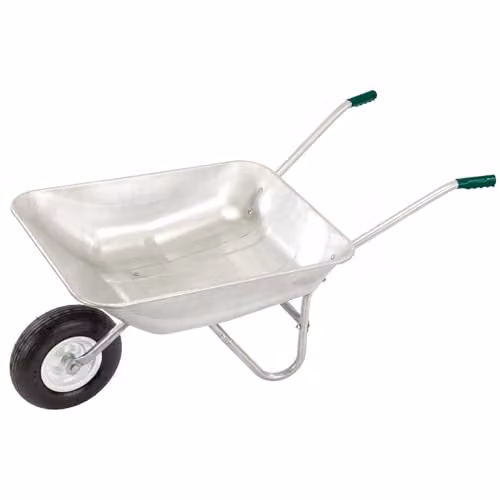 Draper 31619 Galvanised Steel Wheelbarrow, 65L, Green and Silver – 1