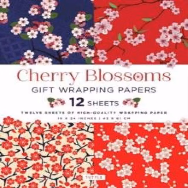 Tuttle Publishing Cherry Blossoms Gift Wrapping Paper, 12 Multicolour Sheets