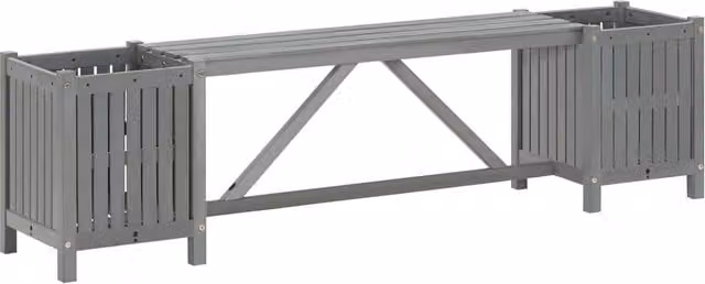 Berkfield Home Modern Garden Bench with 2 Planters in Grey Solid Acacia Wood, Width: 150 cm