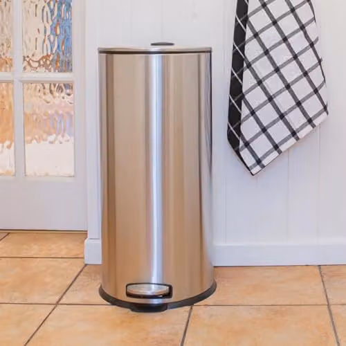 Harbour Housewares 30L Stainless Steel Kitchen Pedal Bin in White – 3
