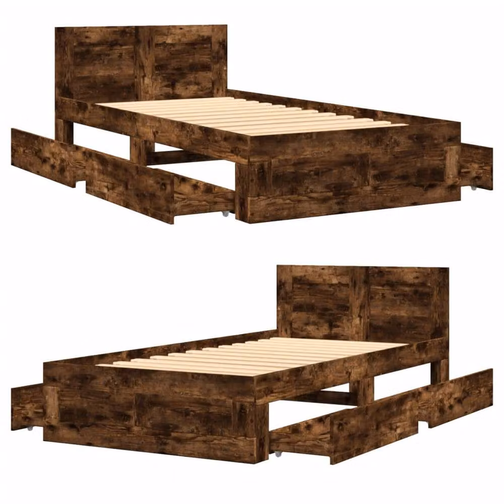 Berkfield Home Durable Bed Frame with Headboard in Smoked Oak Brown, W/D/H: 80 x 190 x 78 cm – 5