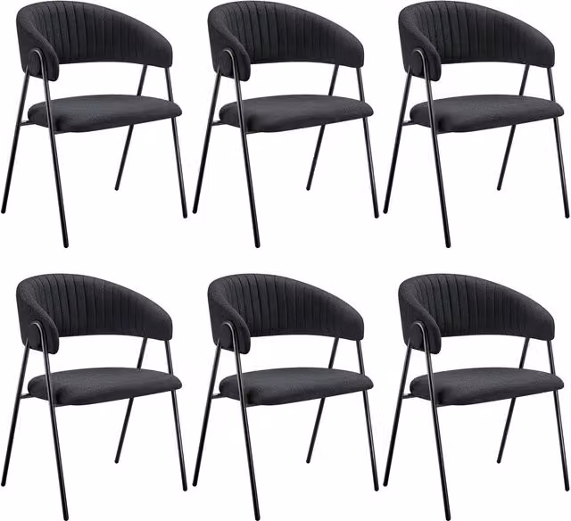 tectake Bedano Set of 6 Dining Chairs in Black Fabric with Metal Legs – 10