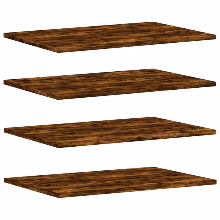 Berkfield Home Set of 4 Wall Mounted Shelves in Smoked Oak Brown, W: 60 cm, D: 40 cm, H: 1.5 cm