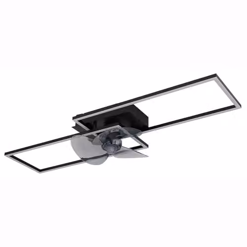 Netlighting Modern Black Aluminium LED Ceiling Fan and Light with Remote Control and Timer, W/D/H: 90 x 90 x 15 cm – 2