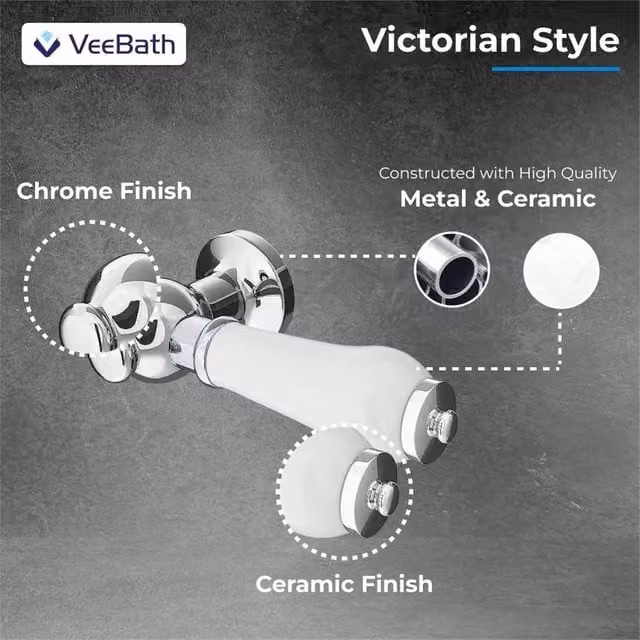 Havendro White Ceramic Toilet Flush Lever with Chrome Metal Details