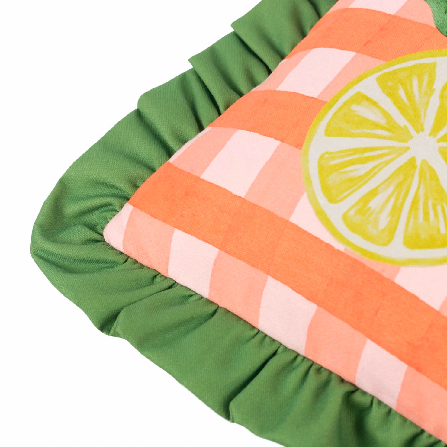 furn Gingham Citron Checked Ruffle Cushion in Yellow and Multicolour, W/D/H: 43 x 43 x 43 cm – 4