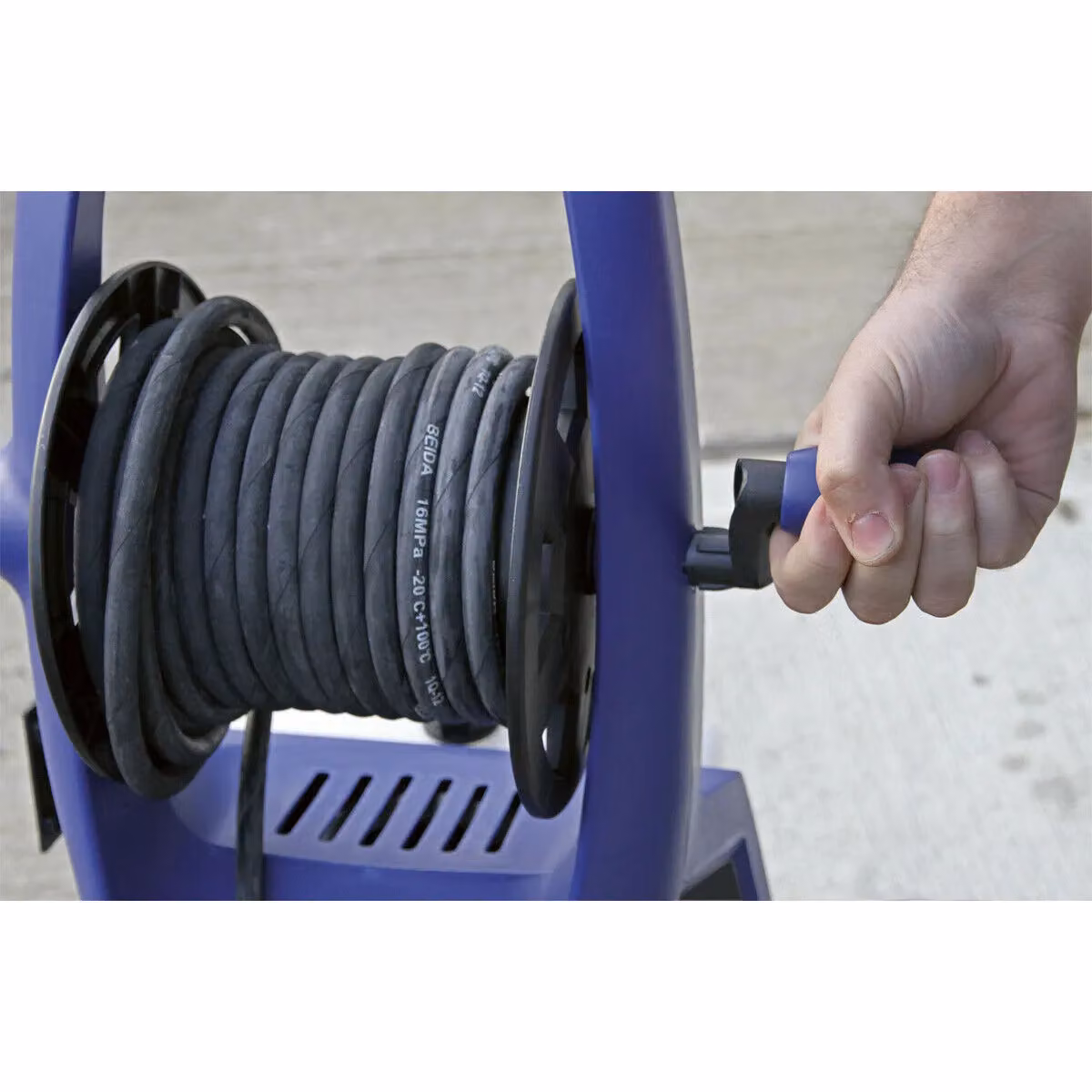 Loops Premium Pressure Washer with Total Stop System, Rotary Jet Nozzle and 8m Hose in Blue and Multicolour – 3