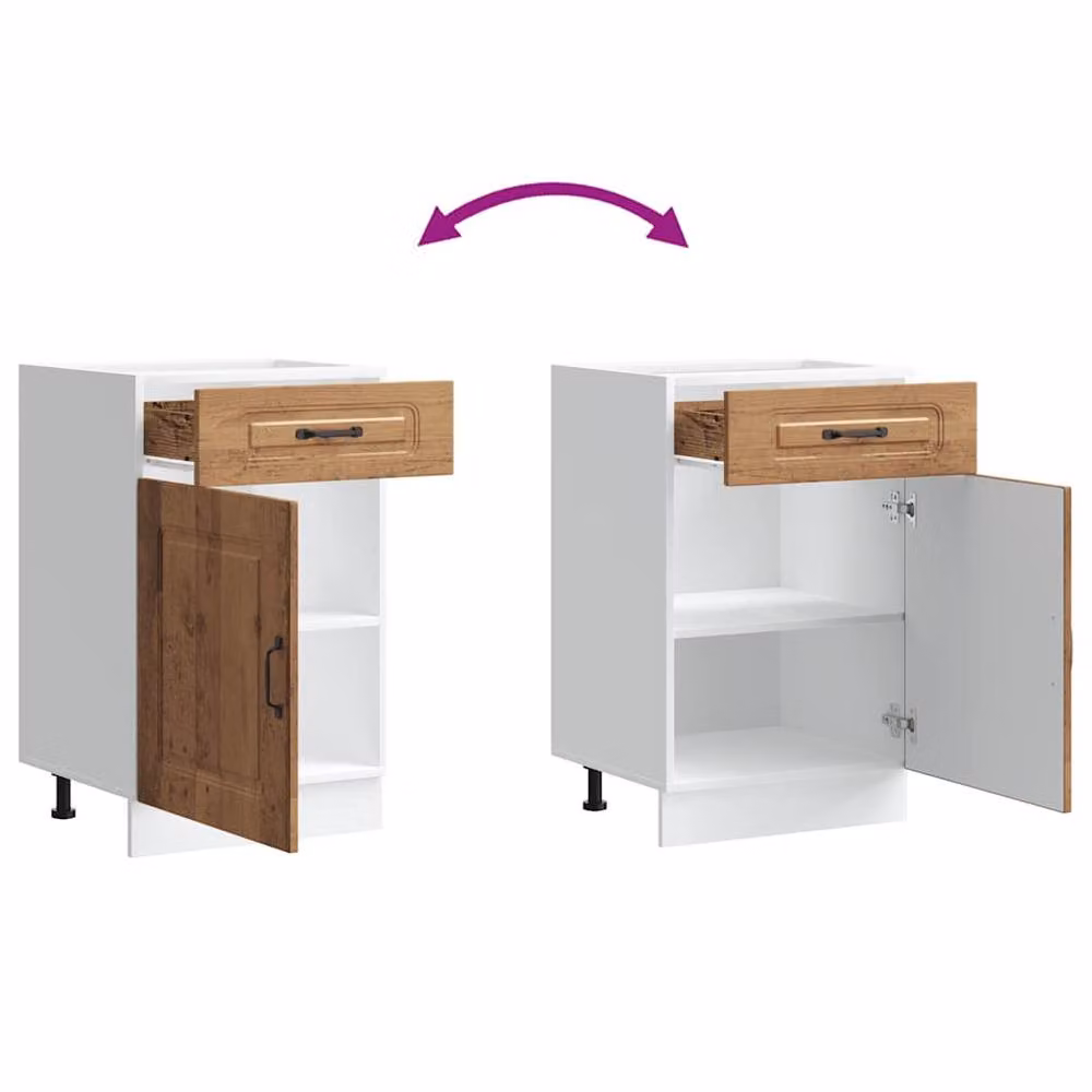 Berkfield Home Kalmar Kitchen Base Cabinet in Old Wood Brown, W/D/H: 81.5 x 50.0 x 46.0 cm – 3