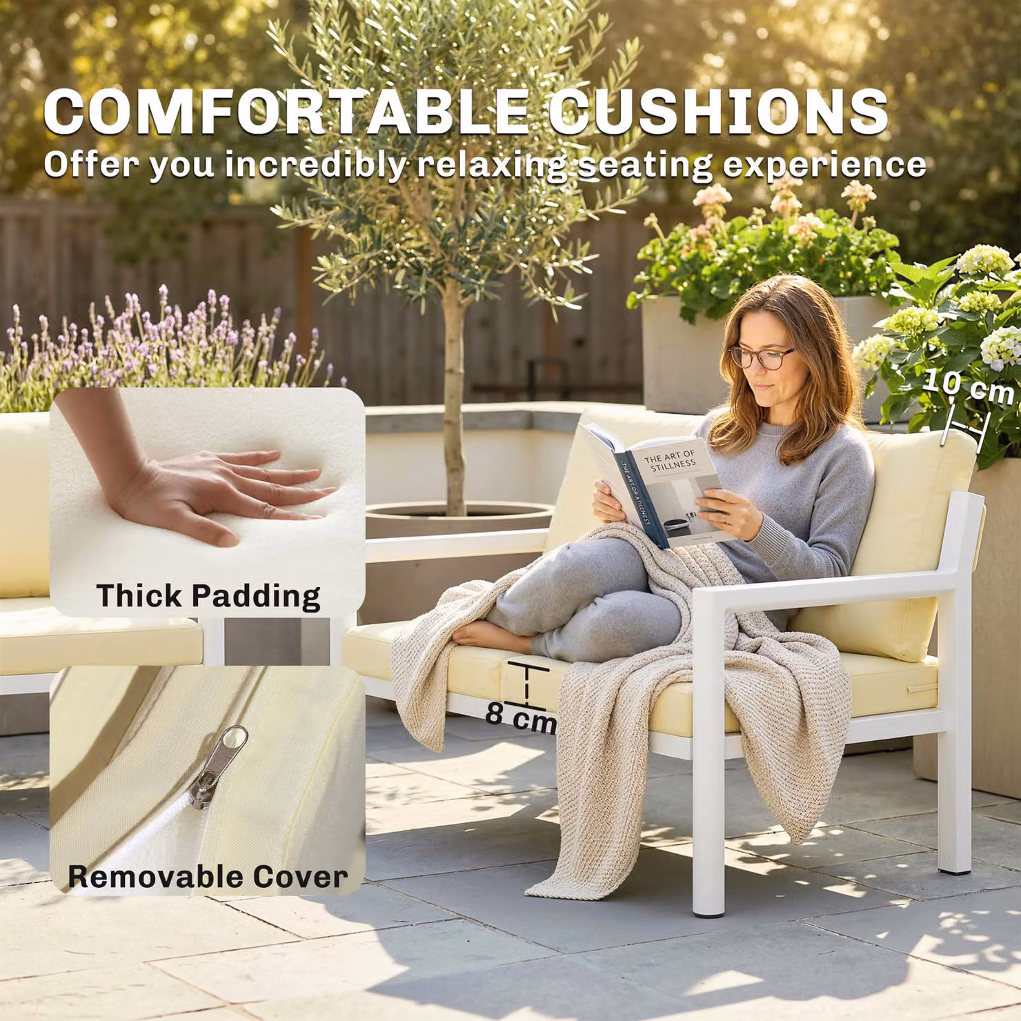Outsunny 4 Seater Rattan Garden Furniture Set with Cushions in Brown and White – 4