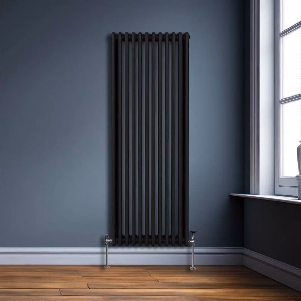 Monstershop Traditional 3 Column Steel Radiator, Black, H: 180 cm, W: 56.2 cm, D: 10 cm – 4