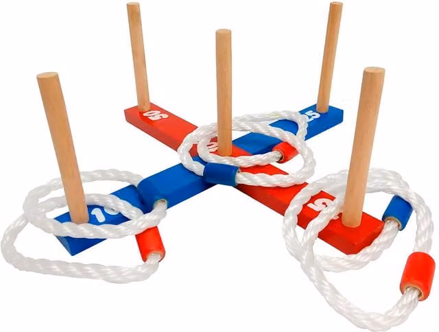 Kidz Outdoors Wooden Quoits Throwing Game in Brown and Multicolour