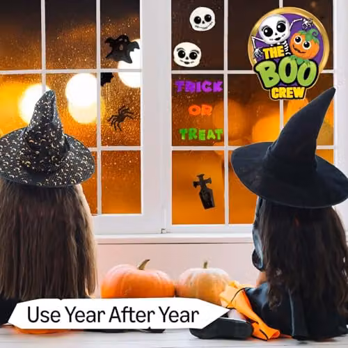 The Boo Crew Halloween Skeleton Gel Window Stickers in White and Multicolour – 3