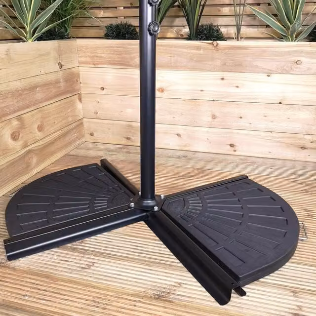 Samuel Alexander Black Matt Hanging Banana Cantilever Garden Parasol Base Weight, 14kg, Pack of 2