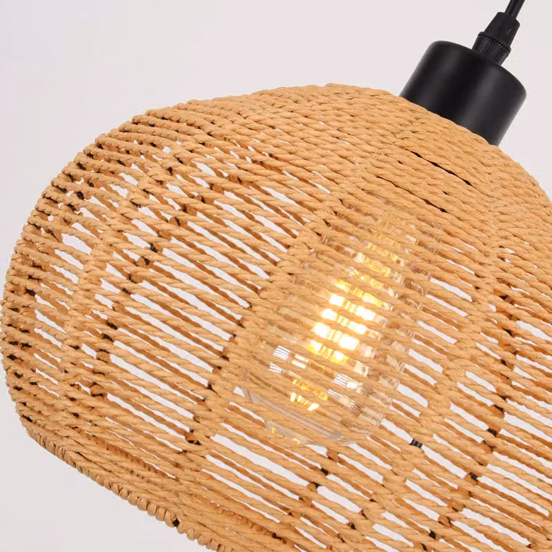 Garwarm Single Globe Rattan Pendant Light in Bronze with Adjustable Height and Dimmable Functionality – 2