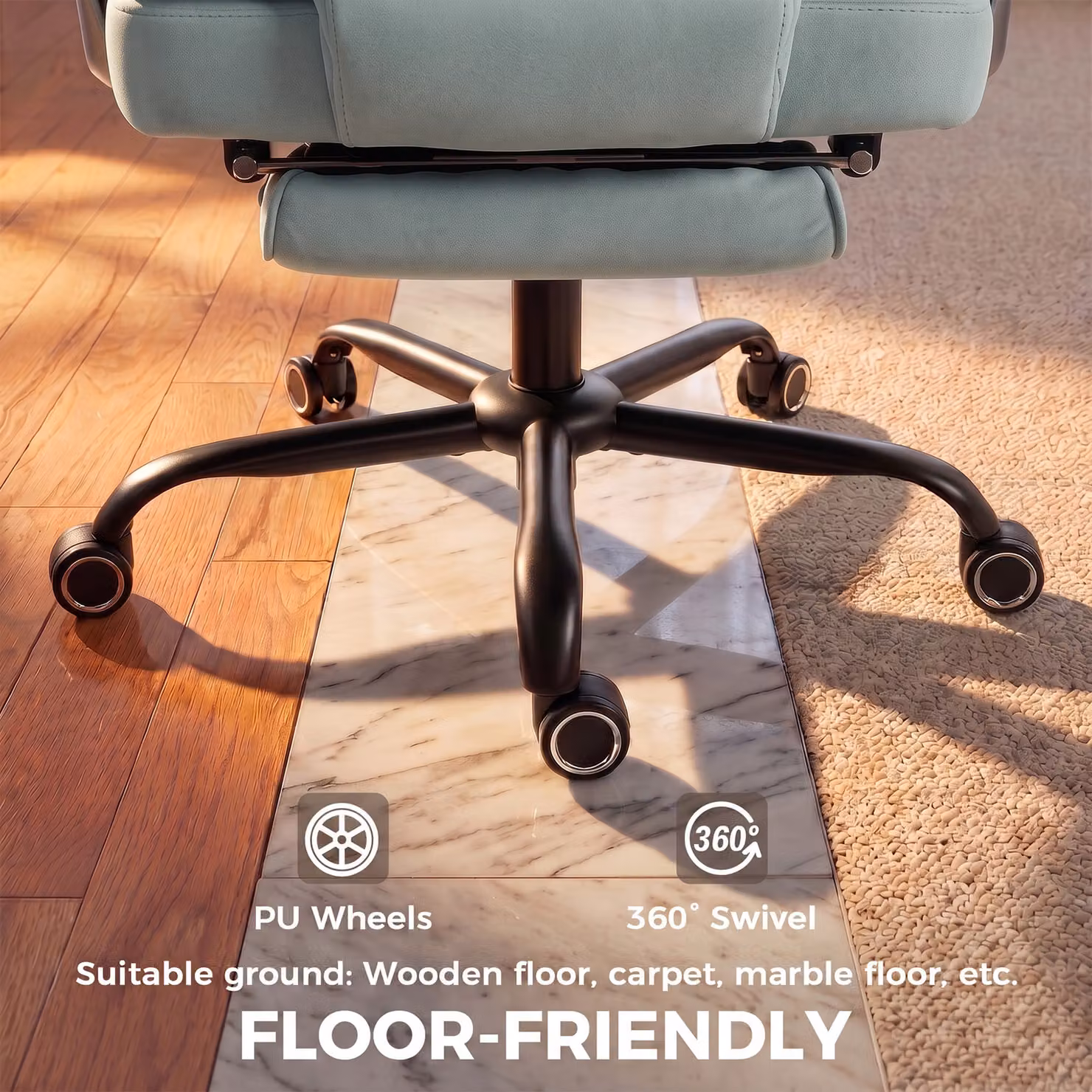 HOMCOM Executive Office Chair in Blue with Headrest, Lumbar Support and 180 kg Capacity – 6