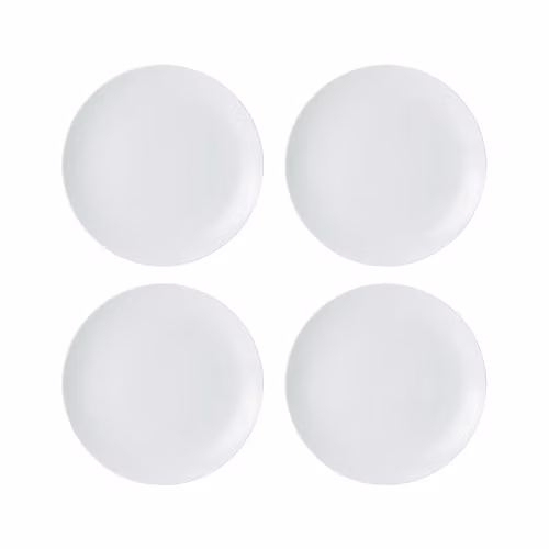 Mikasa Chalk Porcelain Side Plate Set, 4 Pieces, White, Diameter: 21 cm