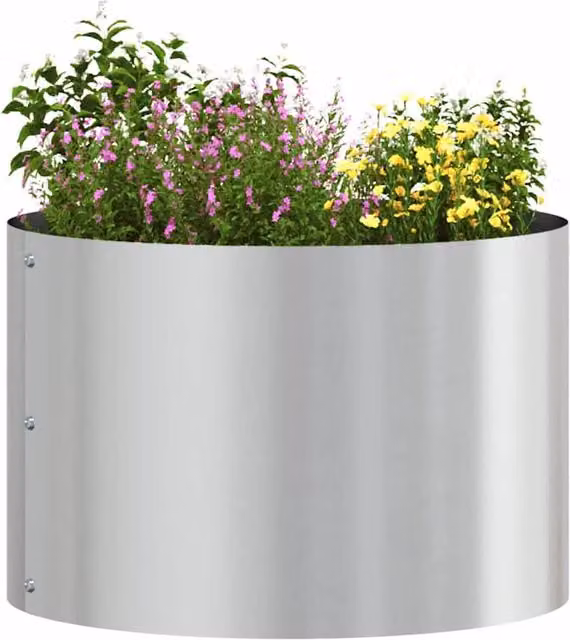 Berkfield Home Modern Galvanised Metal Planter Pot, Silver, Diameter: 30 cm