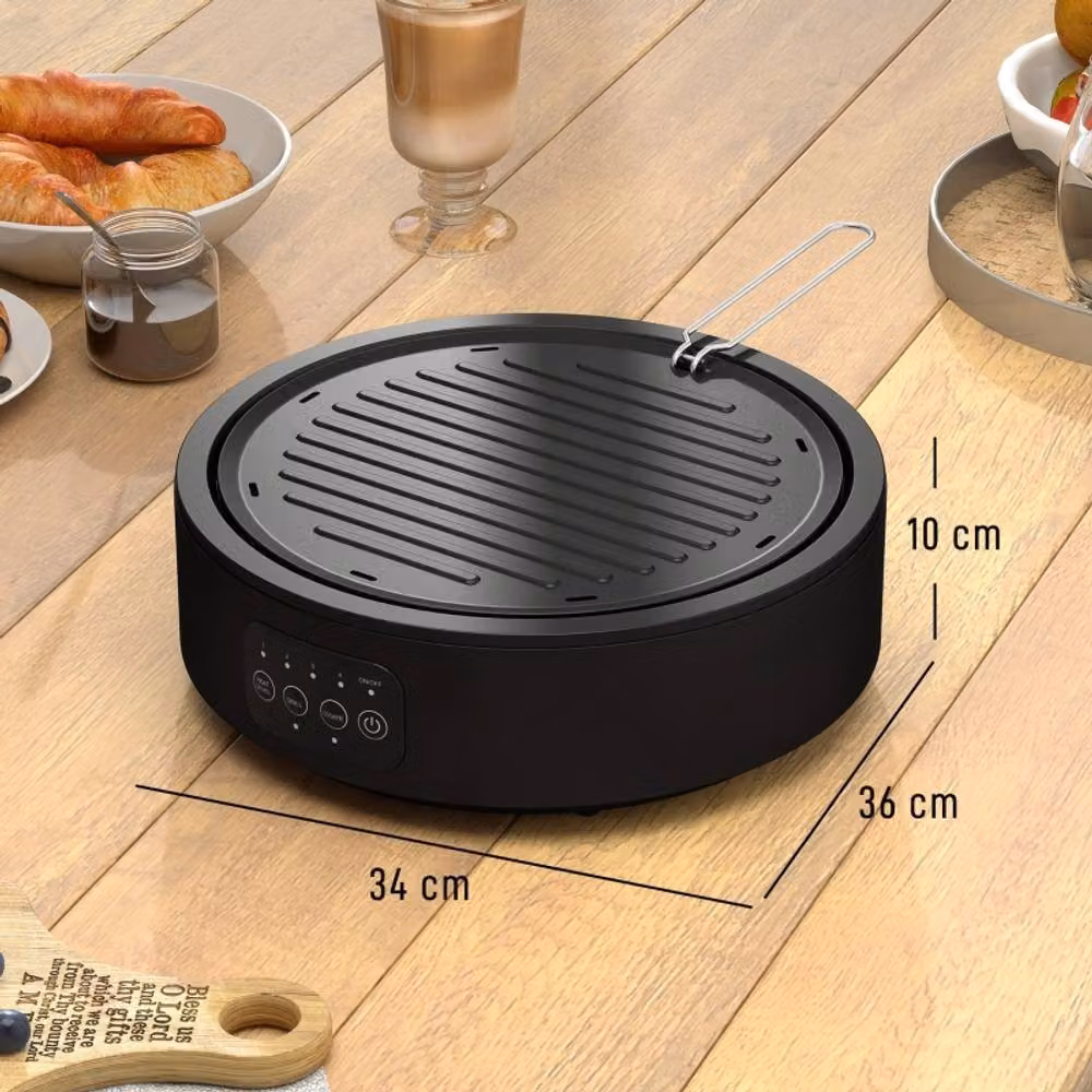 Rolipo 2000W Electric Ceramic Hob with Grill Plate in Black, 36cm Diameter – 3