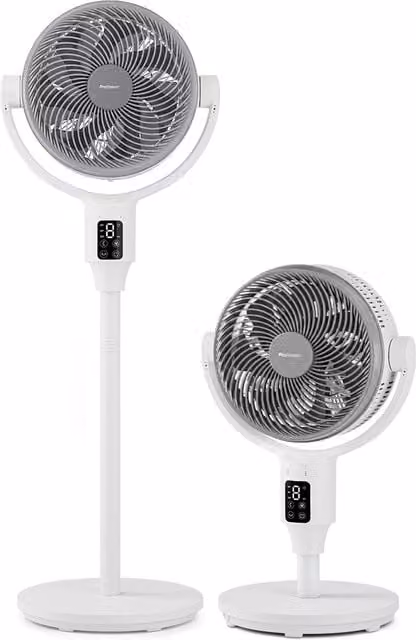 Pro Breeze AirFlo Plus 44 inch Hybrid Pedestal Fan in White and Grey with Remote Control, Timer and Oscillation – 1