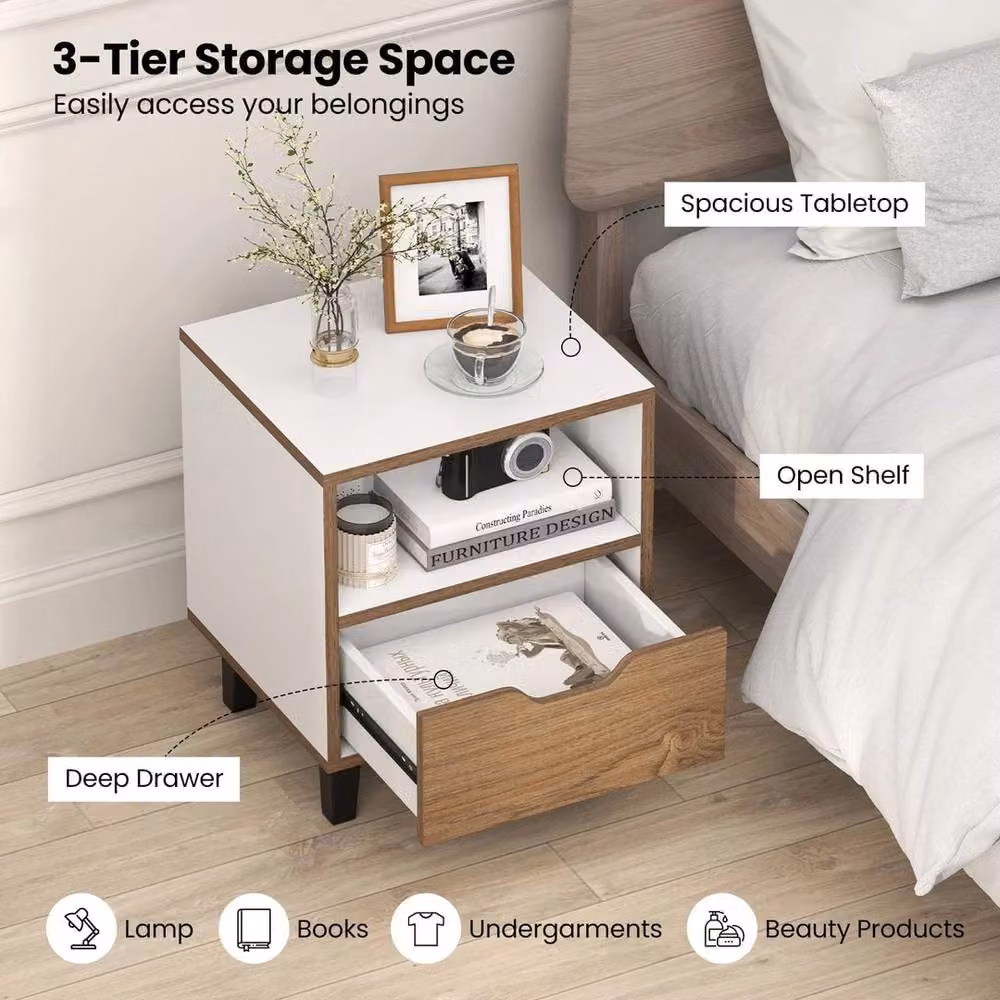 Kelvenix Mid Century Modern Nightstand in White – 3