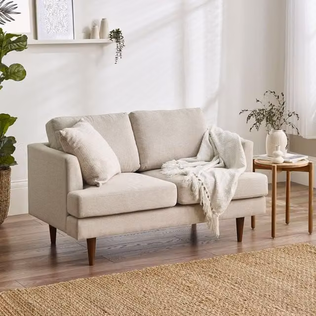 FurnitureboxUK Fleur 2 Seater Fabric Living Room Sofa in Cream