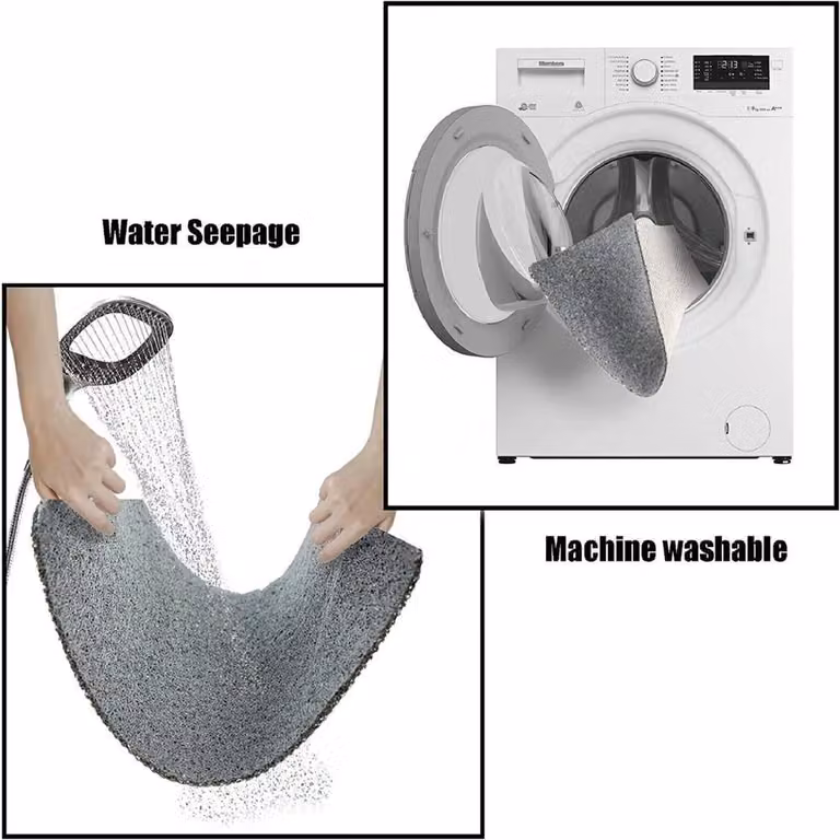 FLAVORA Non-Slip Anti-Mould PVC Bath Mat in Grey, W/D/H: 180 x 40 x 200 cm