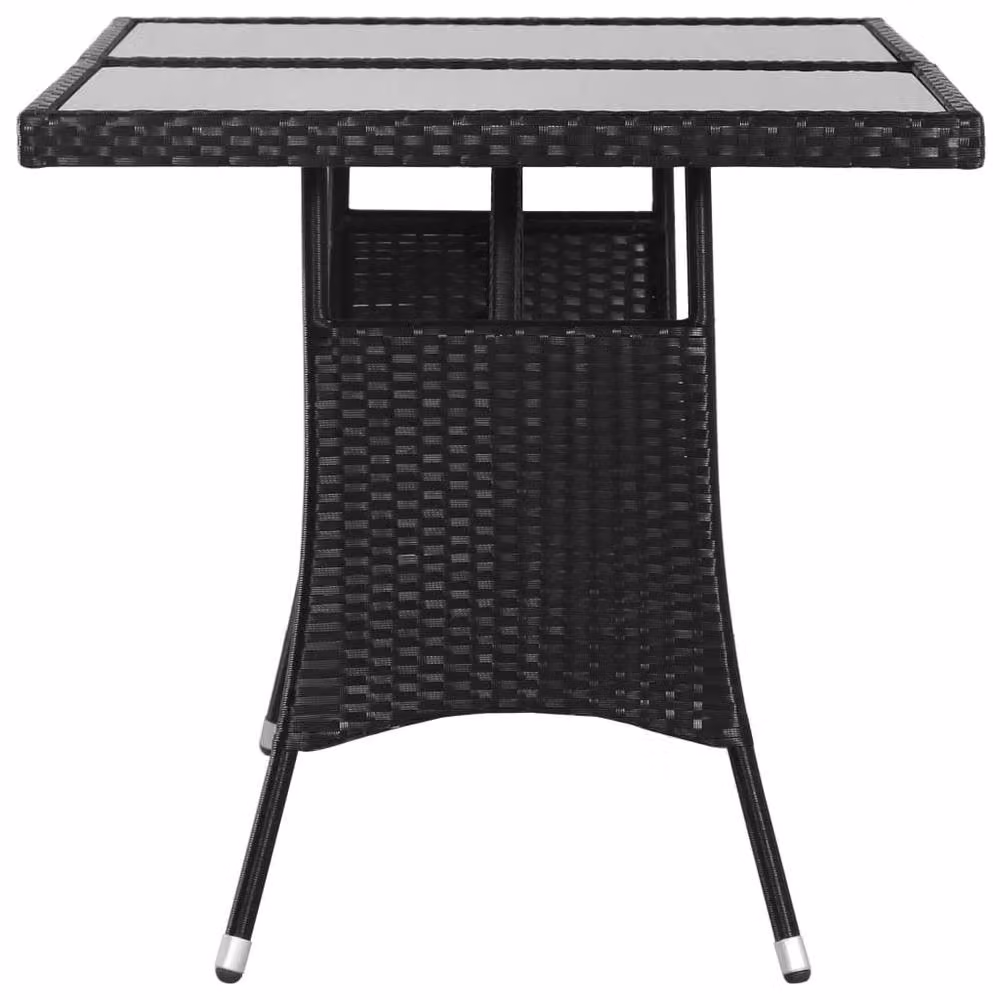 Berkfield Home Modern Garden Table in Black Poly Rattan and Glass, W/D/H: 140 x 80 x 74 cm – 3