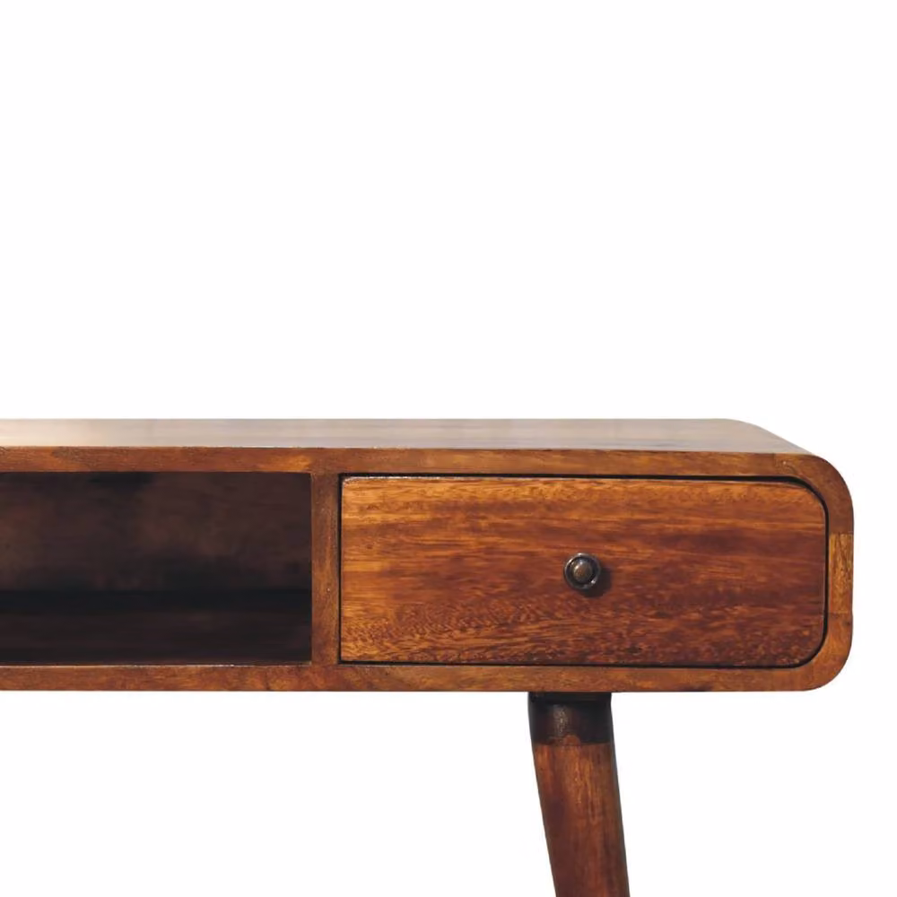 Wyld Haus Ostuni Curved Chestnut Writing Desk in Brown, W/D/H: 90 x 80 x 45 cm – 3
