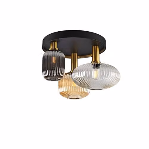 Schuller Modello Standard Modern Round Ceiling Light in Brass and Glass with Dimmable LED Bulb – 1
