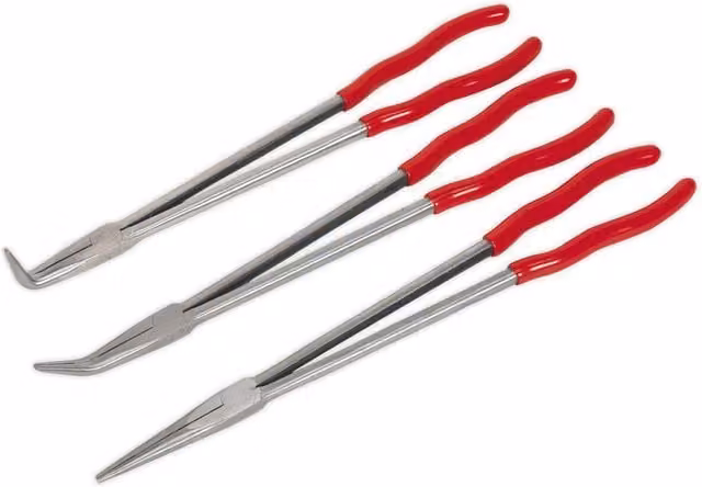 Loops 3 Piece Stainless Steel Needle Nose Pliers Set in Red and Multicolour, 400 mm