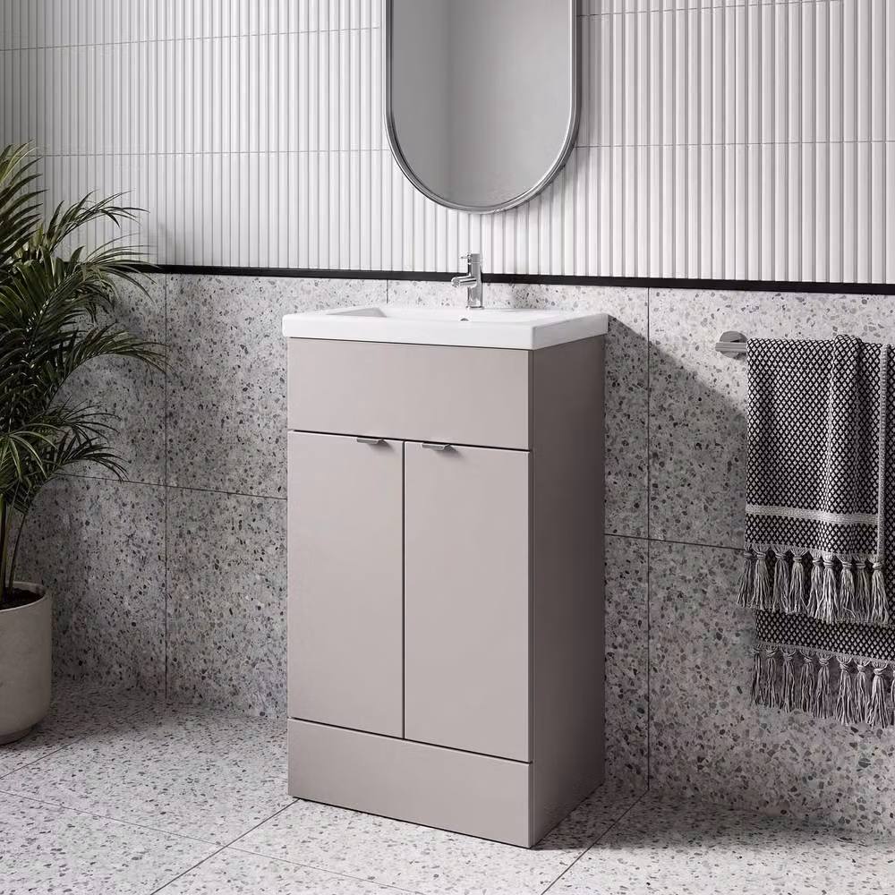 Balterley Alrewas Contemporary 2 Door Floor Standing Vanity Basin Unit in Grey, W: 50 cm – 2